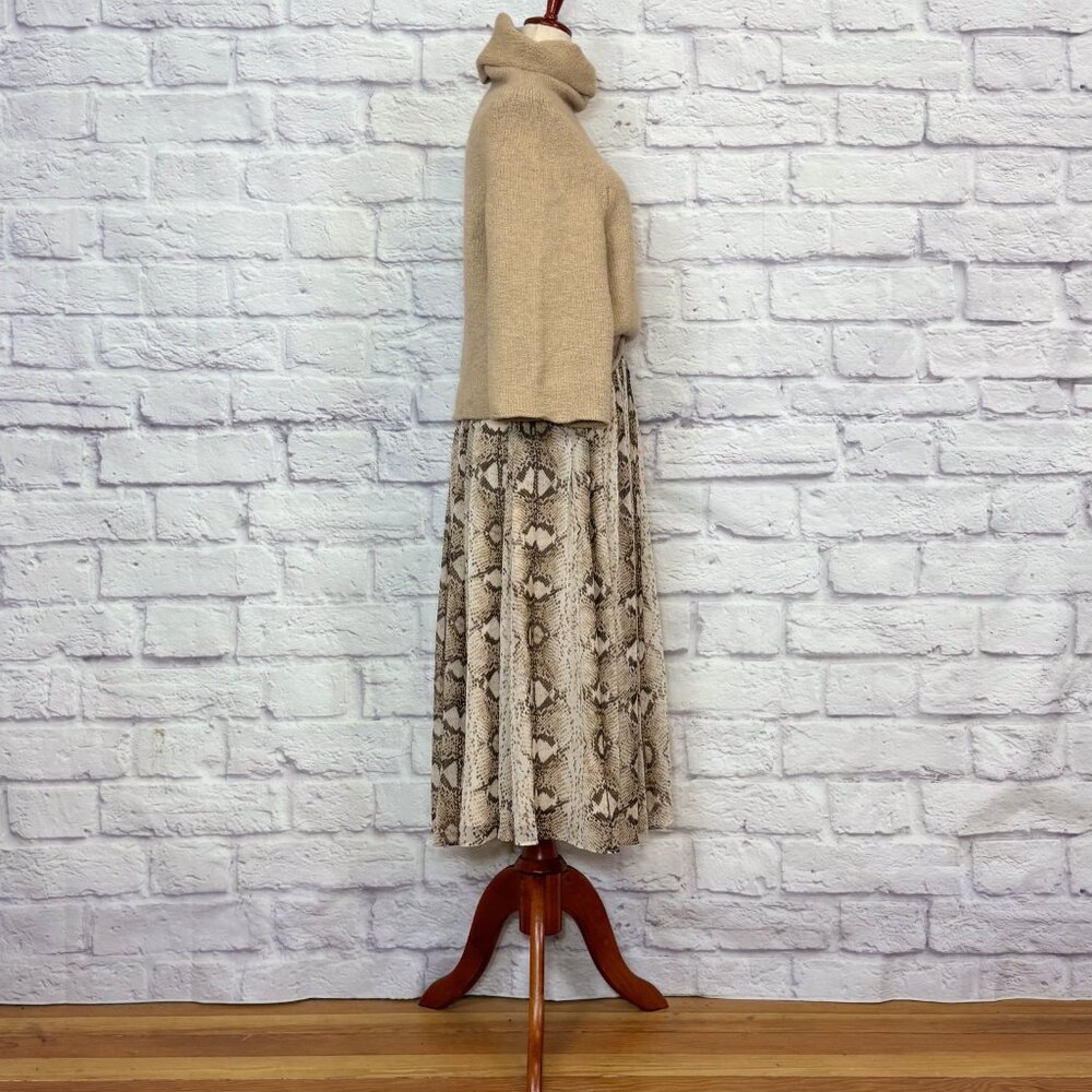 Theory Merino Wool Camel Hair Blend Tan Turtleneck Drop Shoulder Sweater - Picture 7 of 9